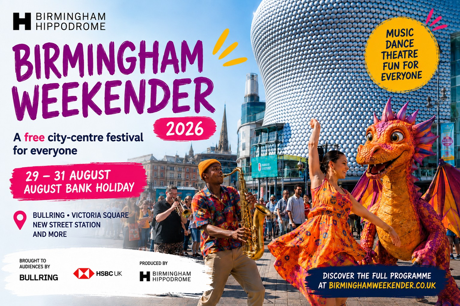 Birmingham Weekender 2026 festival in Birmingham city centre